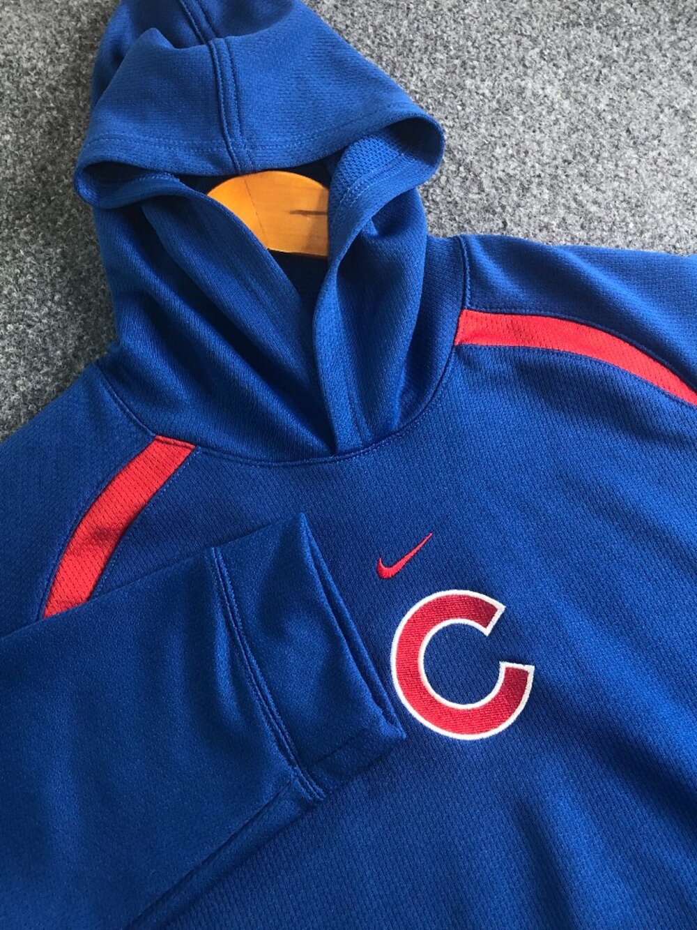 Vintage Nike Chicago Cubs Hoodie Youth XL Blue Center Swoosh Sweatshirt Y2K